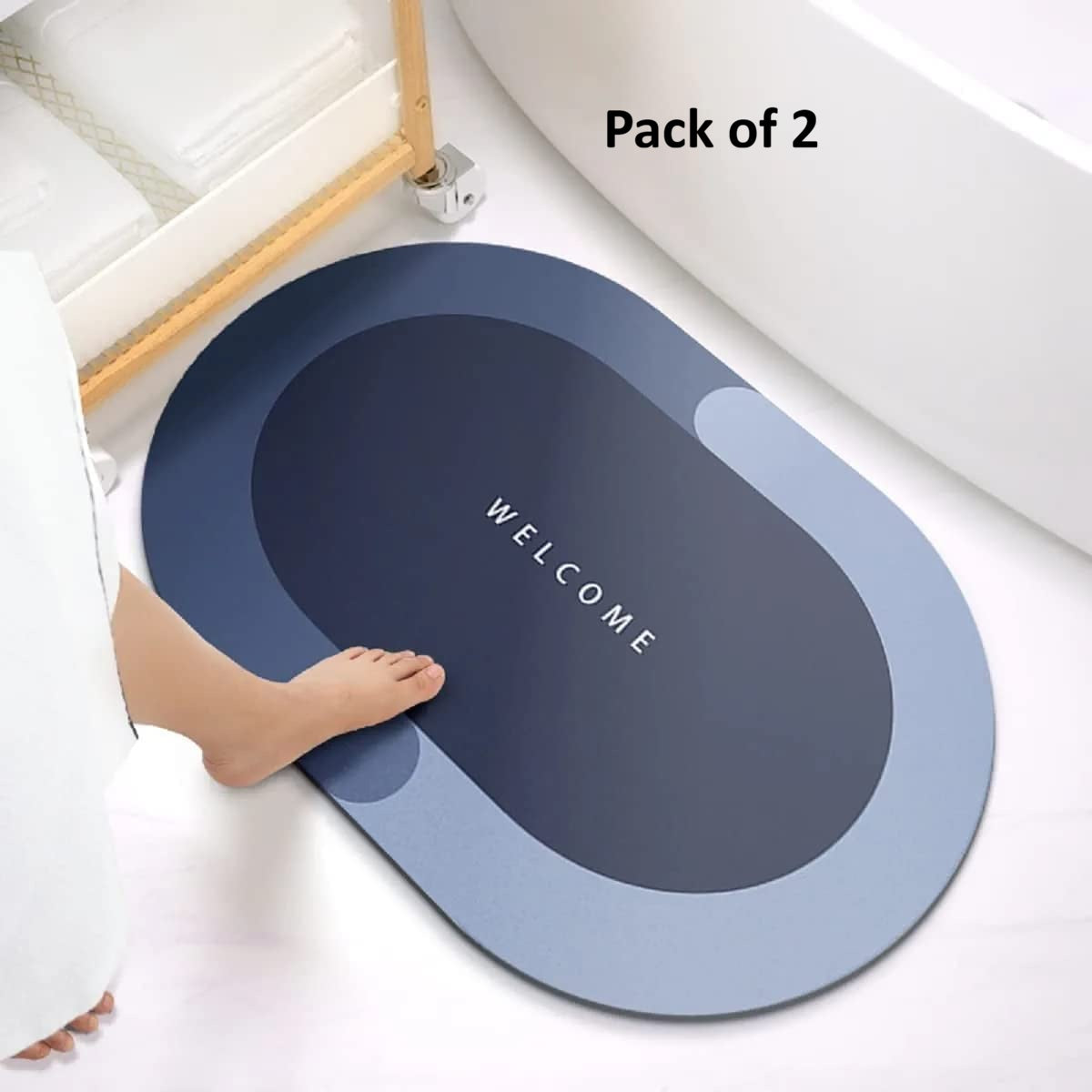 Water Soak Bathroom Mat (Pack Of 2)