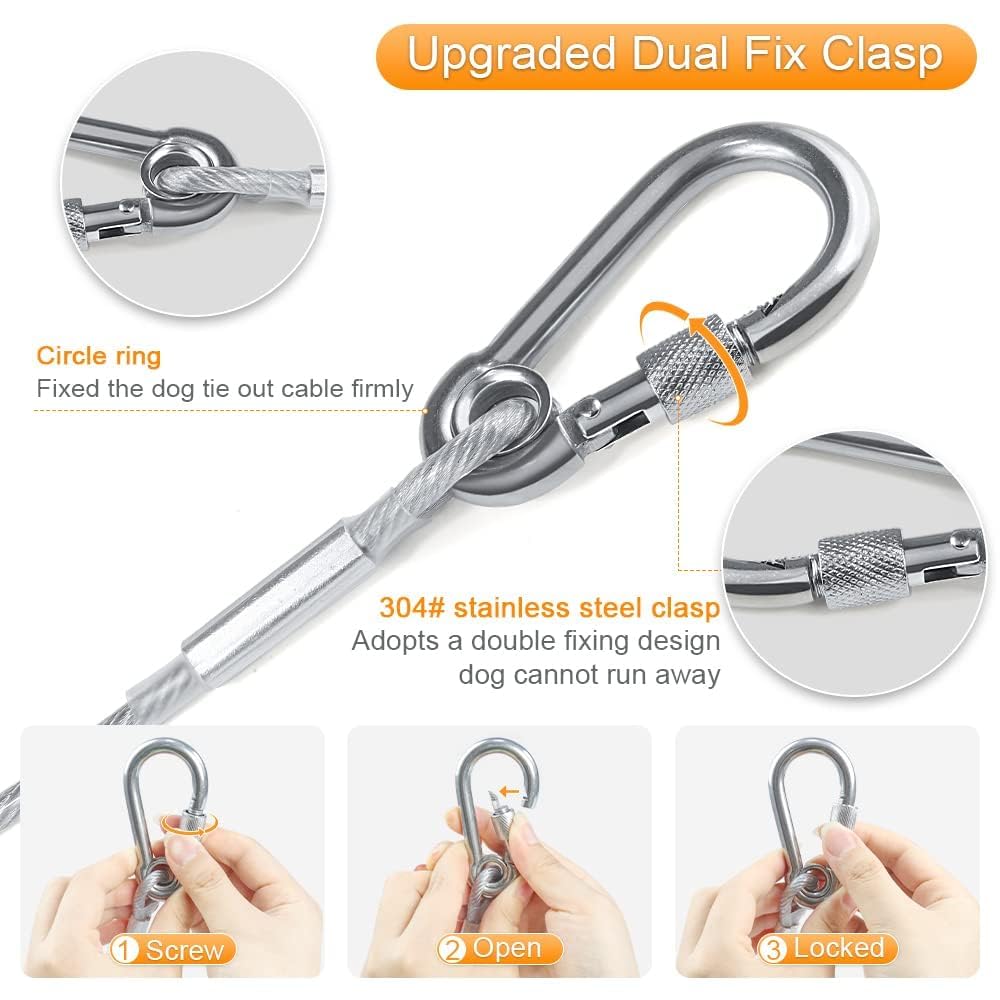 Stainless Steel Clothesline with Carabiner Hooks (10 Mtr)